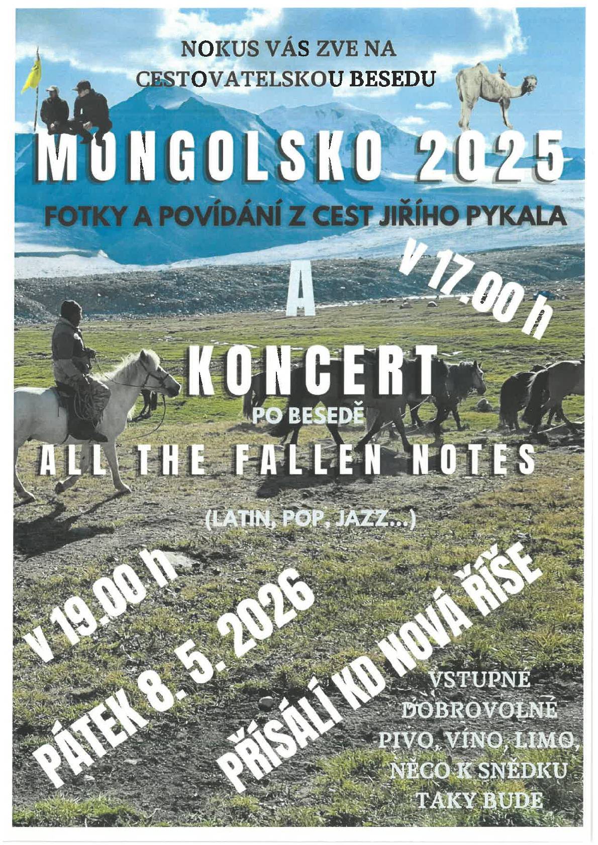 NOKUS srdečně zve na cestovatelkou besedu s Jiřím Pykalem "Mongolsko 2025"