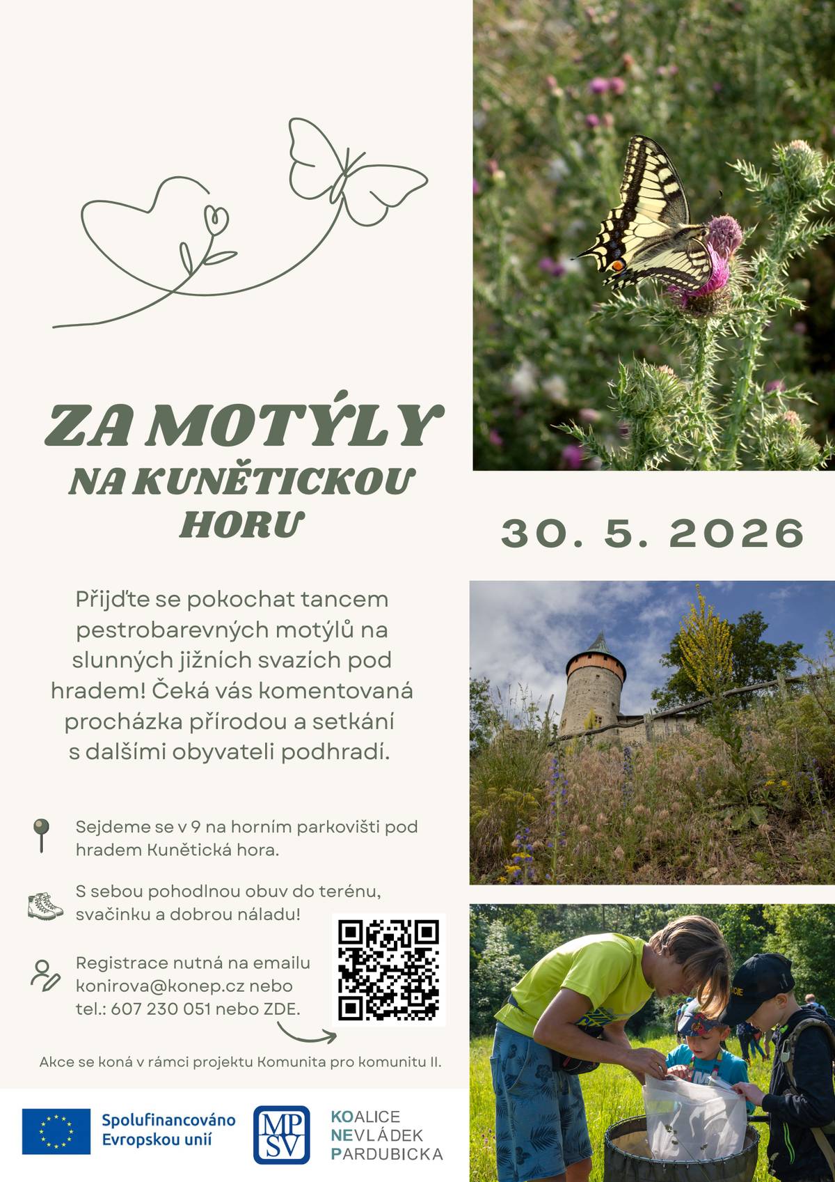 Akce v rámci projektu Komunita pro komunitu II. - Za motýly na Kunětickou horu viz. příloha.