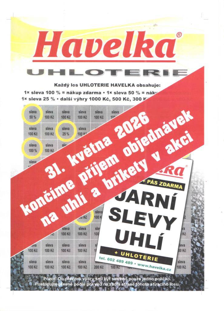 Jarní slevy uhlí u firmy Havelka