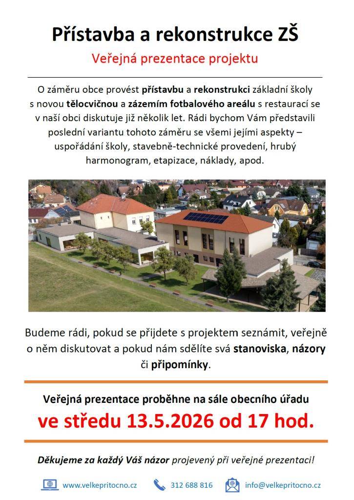středa 13. května od 17 hodin na sále obecního úřadu
