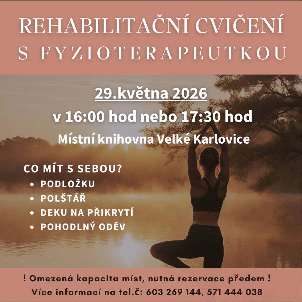 - Opakované veřejné projednání návrhu změny č. 2 ÚP obce  - 22. zasedání zastupitelstva obce  - Rehabilitační cvičení s fyzioterapeutkou v knihovně  - Vystoupení Adély Elbel v kulturním domě
