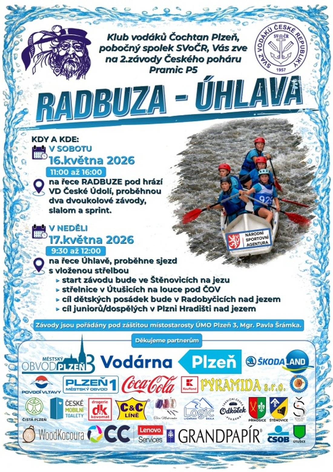 v sobotu 16.5.2026 - řeka Radbuza, České údolí v sobotu 17.5.2026 - řeka Úhlava, Štěnovice
