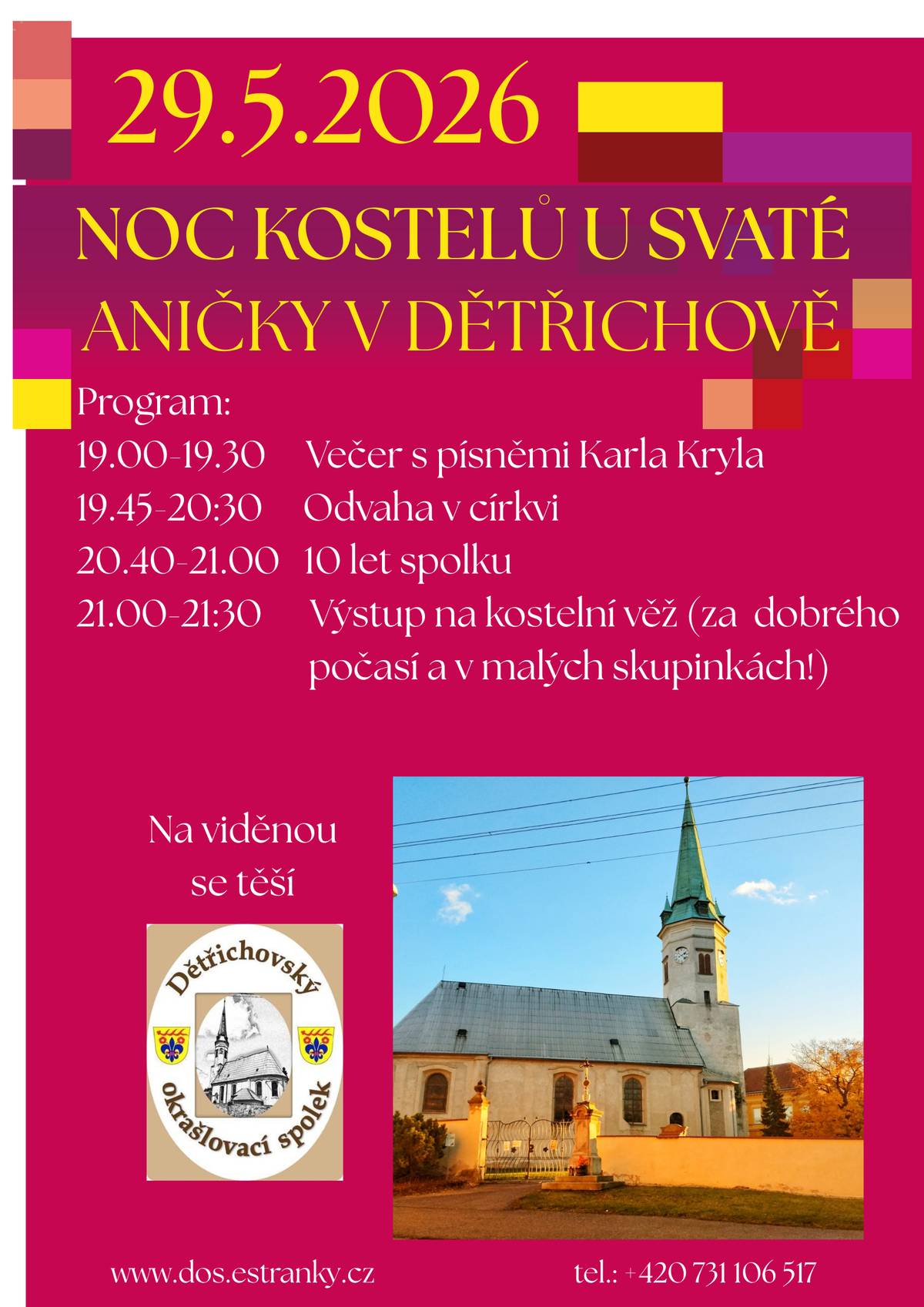 Zveme vás na Noc kostelů u Sv. Anny v Dětřichově v pátek 29.5.2026 od 19:00 hod.