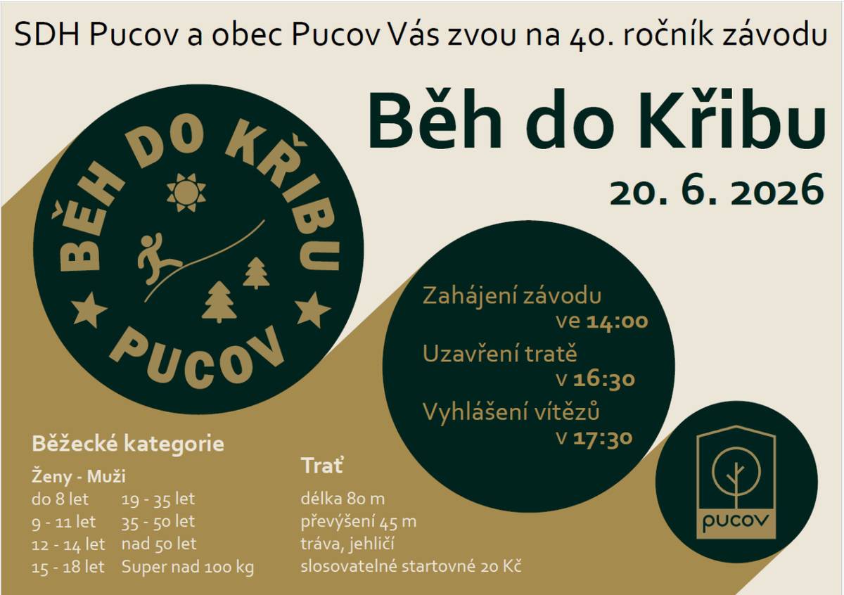 Obec Pucov a SDH Pucov zve na 40. ročník závodu   20.6.2026 od 14 hod