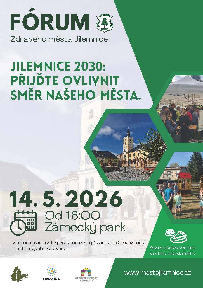 Přijďte ovlivnit směr našeho města! Zveme vás na veřejné setkání, kde můžete sdílet své nápady, podněty i připomínky k dalšímu rozvoji Jilemnice.