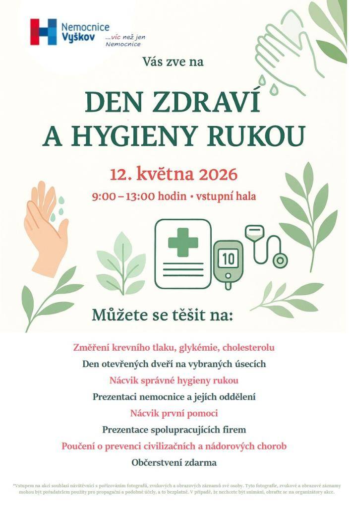 Nemocnice zve všechny zájemce na Den otevřených dveří, který se bude konat na vybraných úsecích. Program akce zahrnuje měření krevního tlaku, glykémie a cholesterolu, nácvik hygieny rukou a první pomoci. Návštěvníci se také dozvědí více o odděleních nemocnice a jejích službách.