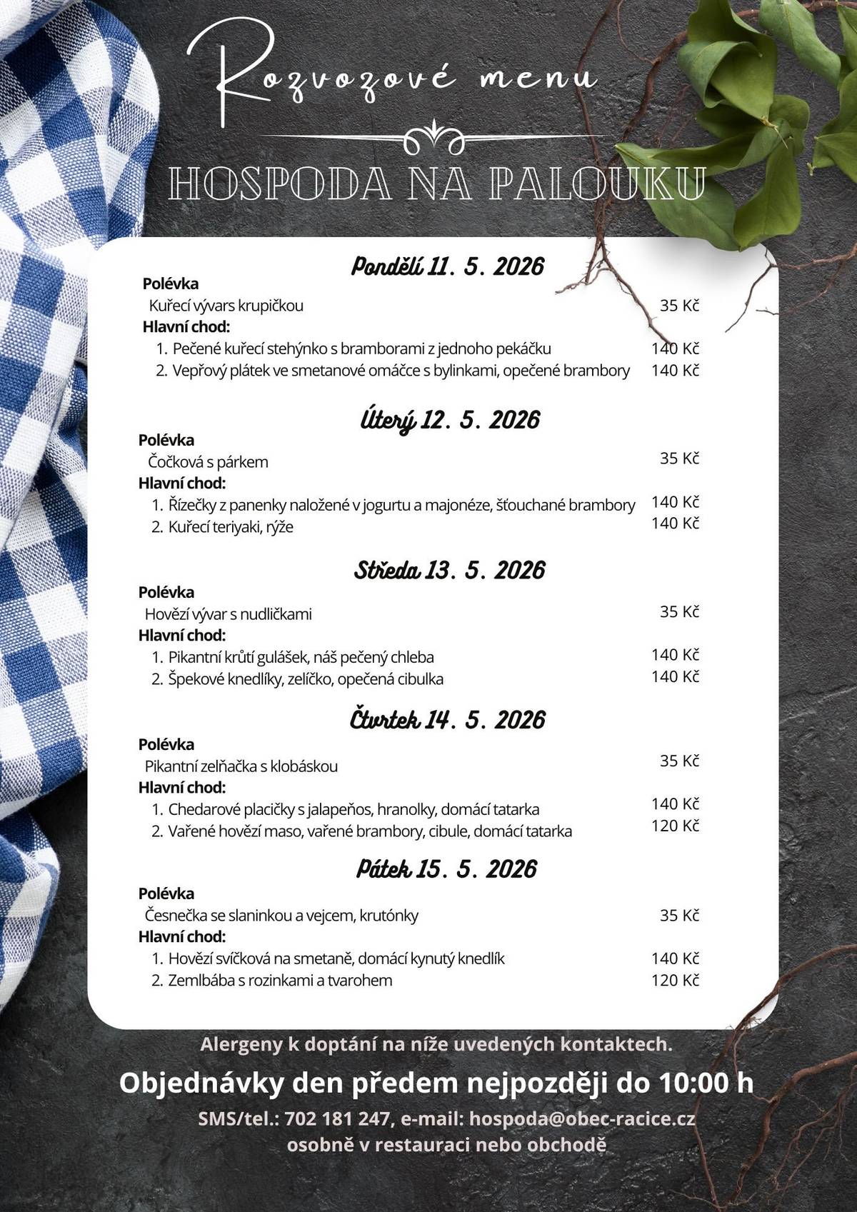 Rozvozové menu: