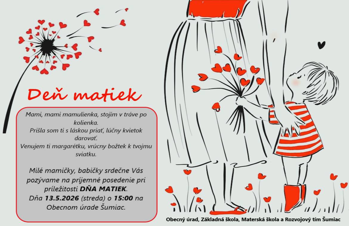 pozvánka na posedenie, ktoré sa bude konať v stredu 13.05.2026 o 15. hodine v zasadačke obecného úradu.   Na všetky dámy - mamy sa tešíme.