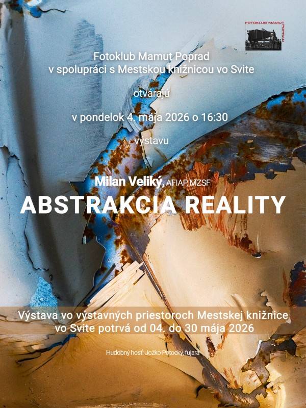 V Mestskej knižnici vo Svite majú návštevníci jedinečnú príležitosť nahliadnuť do tvorby významného slovenského fotografa Milana Velikého. Jeho výstava je verejnosti sprístupnená do konca mája a ponúka originálny pohľad na realitu prostredníctvom detailu, štruktúry a abstrakcie.