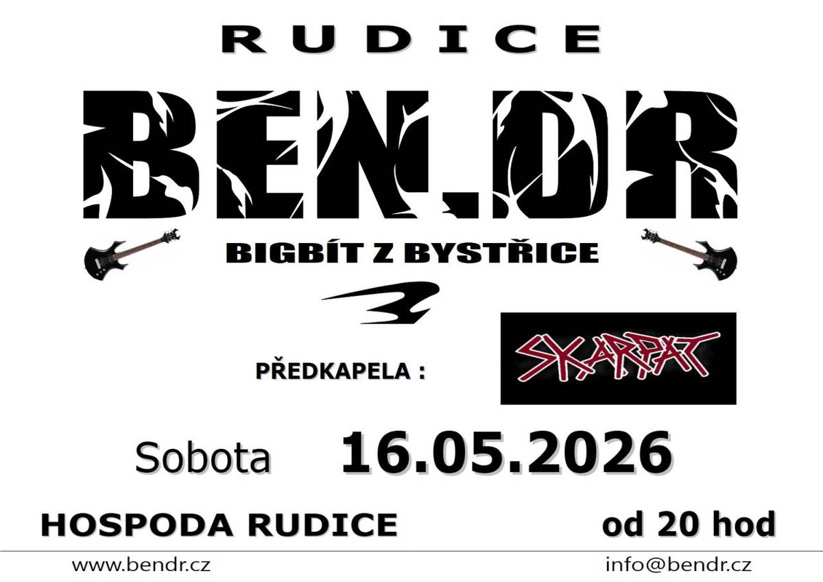 16. 5. 2026 od 20.00 v Hospodě v Rudicích.  Kapela z Bystřice pod Lopeníkem Vás srdečně zve na taneční večer.
