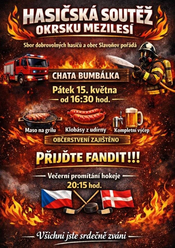 HASIČSKÁ SOUTĚŽ S VEČERNÍM PROMÍTÁNÍM HOKEJE