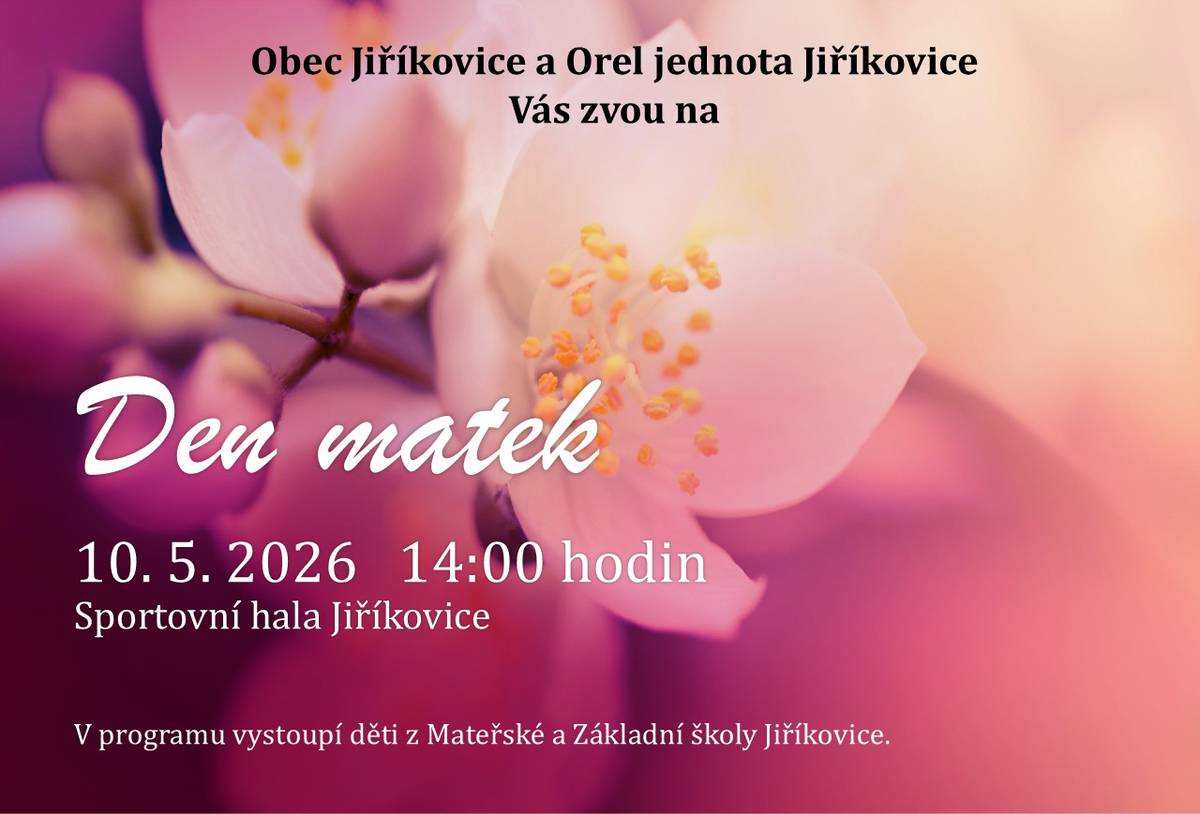 Srdečně zveme maminky a babičky na oslavu svátku matek.