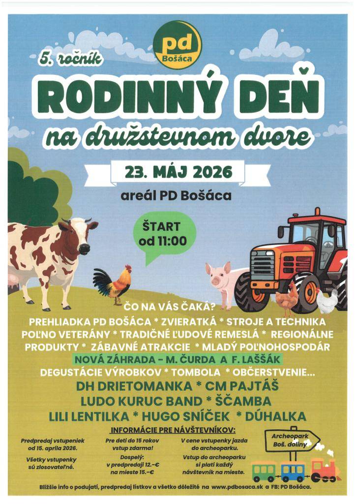 5. ročník - Rodinný deň na družstevnom dvore - 23.05.2026