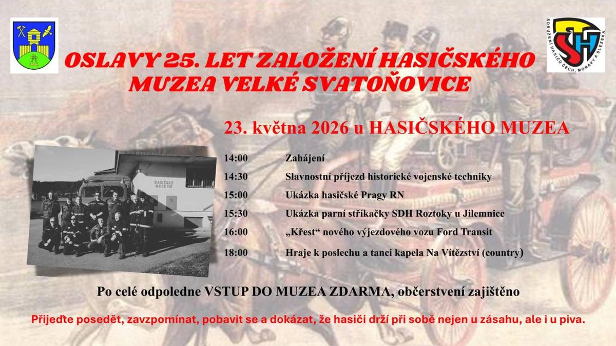 23. května 2026 u hasičského muzea.    Plakát přilože