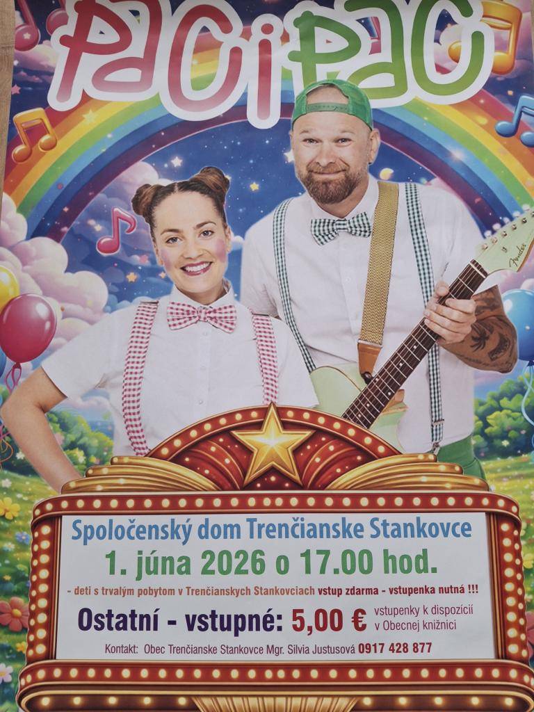 1.6. 2026 o 17.00hod. vstupenky sú k dispozícii v Obecnej knižnici.