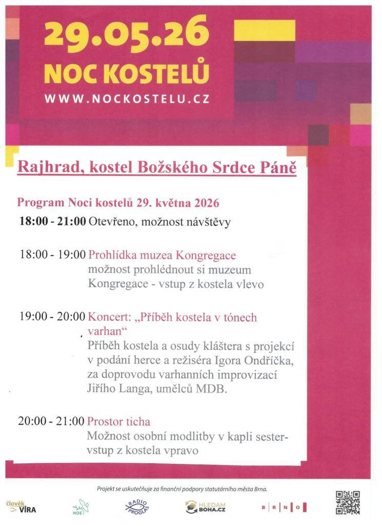 Rajhrad, kostel Božského Srdce Páně 29.5.2026 18:00 - 21:00