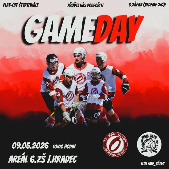 Zveme vás na 3. zápas play-off čtvrtfinále, ve kterém se představí HBC Olymp Jindřichův Hradec proti HBC Zliv.