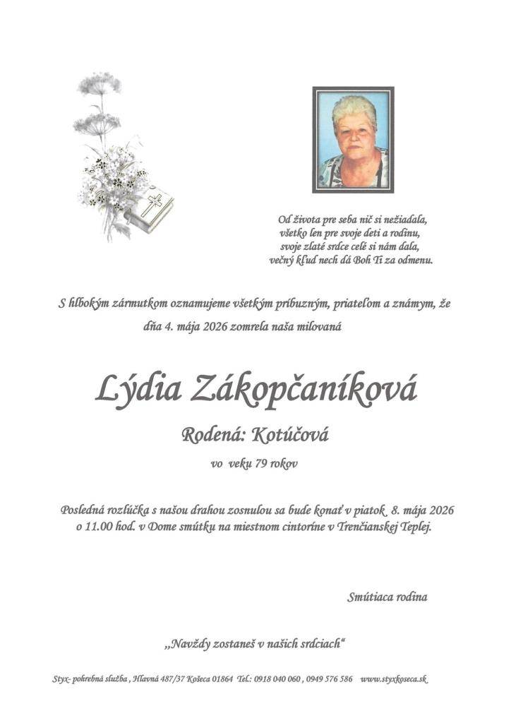 Lýdia Zákopčaníková, rod. Kotúčová