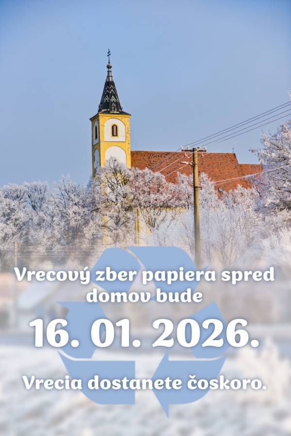 V našej obci spúšťame zber papiera aj formou zberu spred každého domu.  16.1.2026