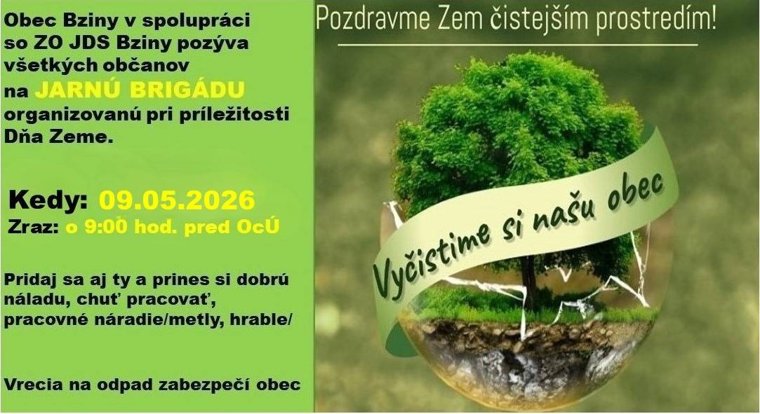 Pozývame všetkých občanov, aby sa zapojili do jarnej brigády a pomohli nám urobiť naše okolie krajším a čistejším. Budeme veľmi radi, ak prispejete svojou troškou – či už uprataním okolia svojho domu, pozametaním alebo vyčistením verejných priestranstiev.