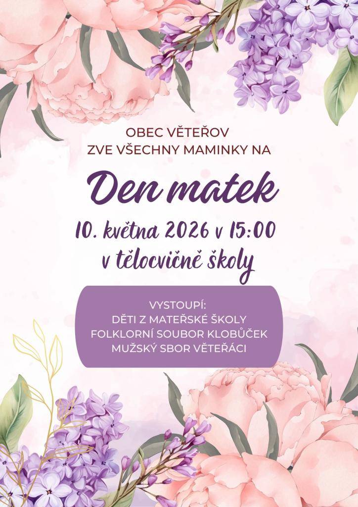 Pozvánka na Den matek  Mapování krajiny – zapojte se  Prodej krmiv a kuřic