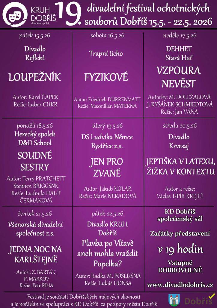 Srdečně Vás zveme na 19. ročník divadelního festivalu