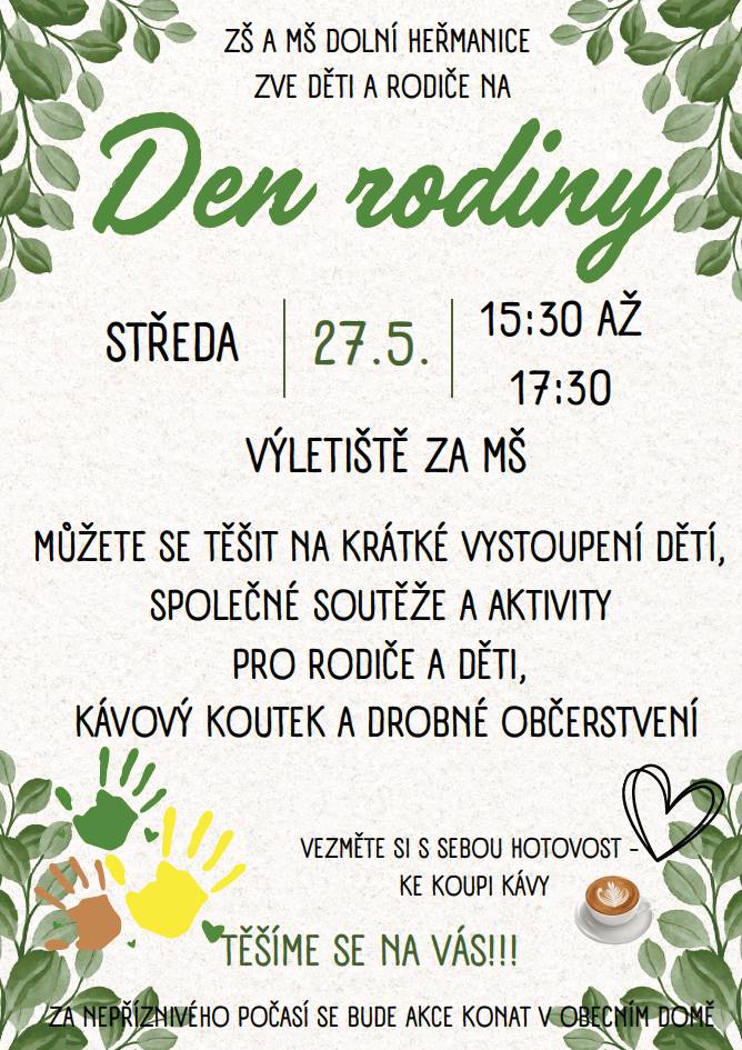 Dobrý den,  Více informací v přiloženém letáčku.  Děkujeme. Obec Dolní Heřmanice