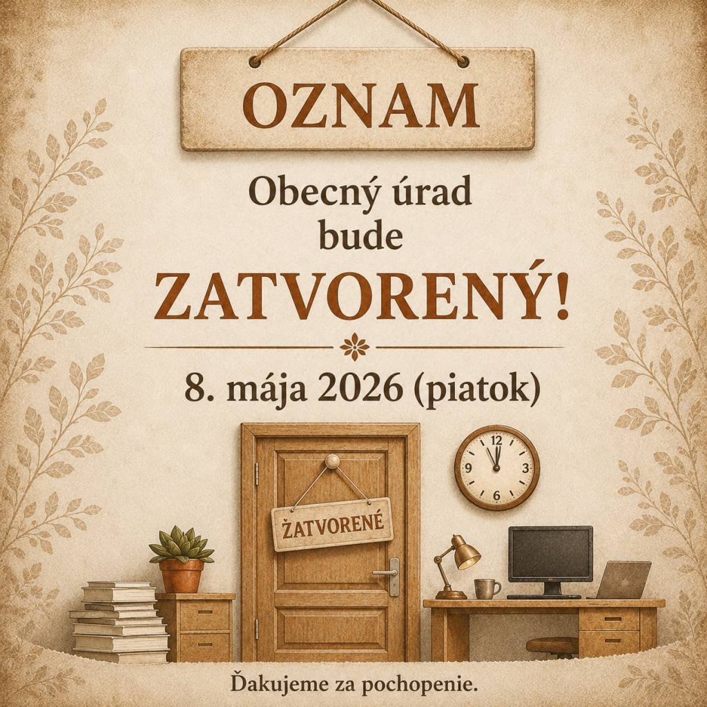 Obecný úrad bude zajtra 8. mája zatvorený