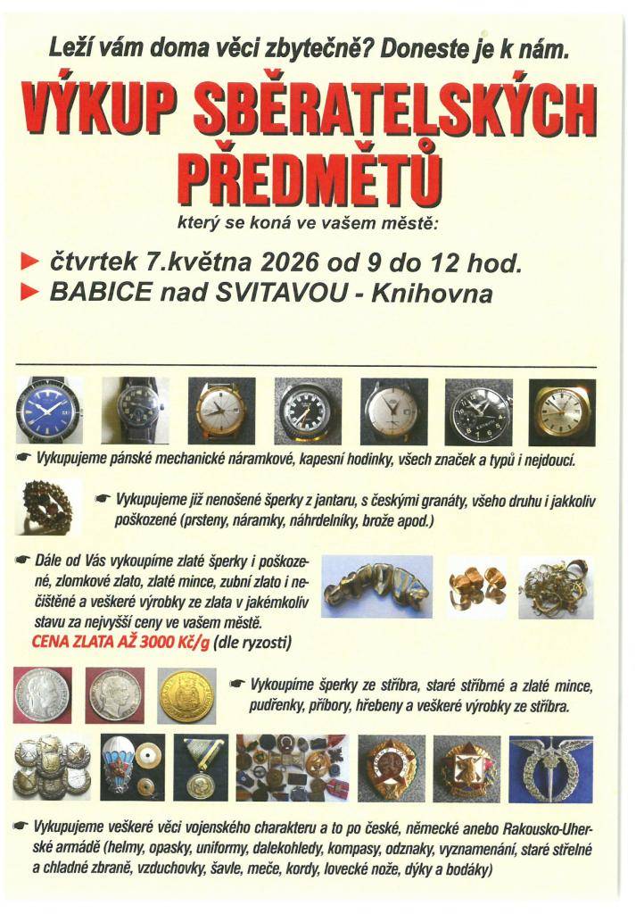 čtvrtek 7.5.2026  Obecní knihovna 9:00 - 12:00 hodi