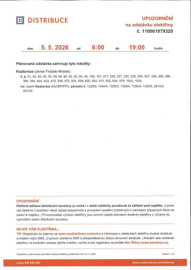 dne 5. 5. 2026 v lokalitě mezi Váhou a Křížem