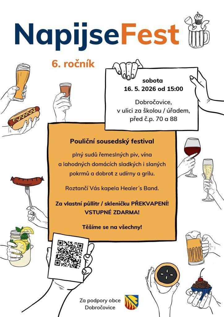 v sobotu 16. 5. 2026 15:00 – 22:00, v ulici za školou a za úřaděm, předm domem Dobročovice č.p. 88 a 70