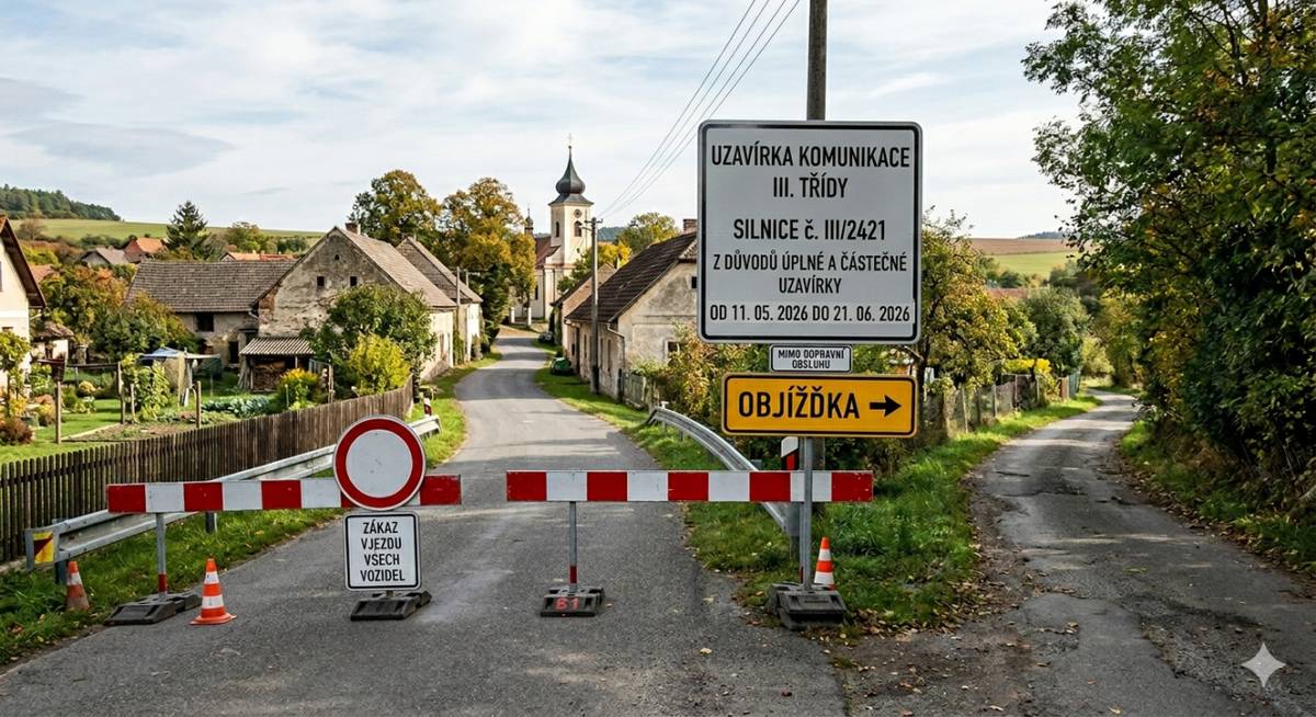 od 11. 5. 2026 do 21. 6. 2026  bude platit dopravní uzavírka Velké Přílepy - Roztoky. Důvodem této a jiných uzavírek jsou nezbytné opravy silnic a zlepšení dopravní infrastruktury.