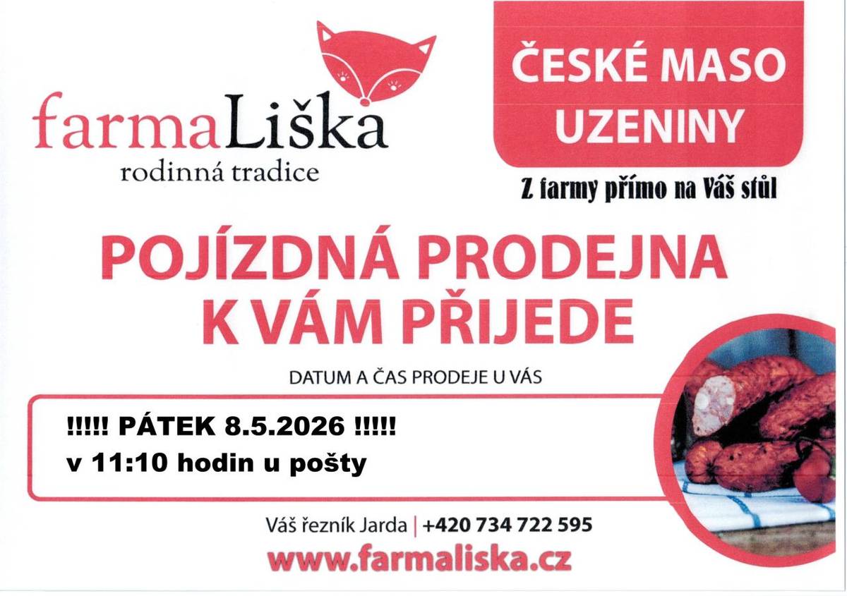 Mimořádně přijede pojízdná prodejna v pátek.