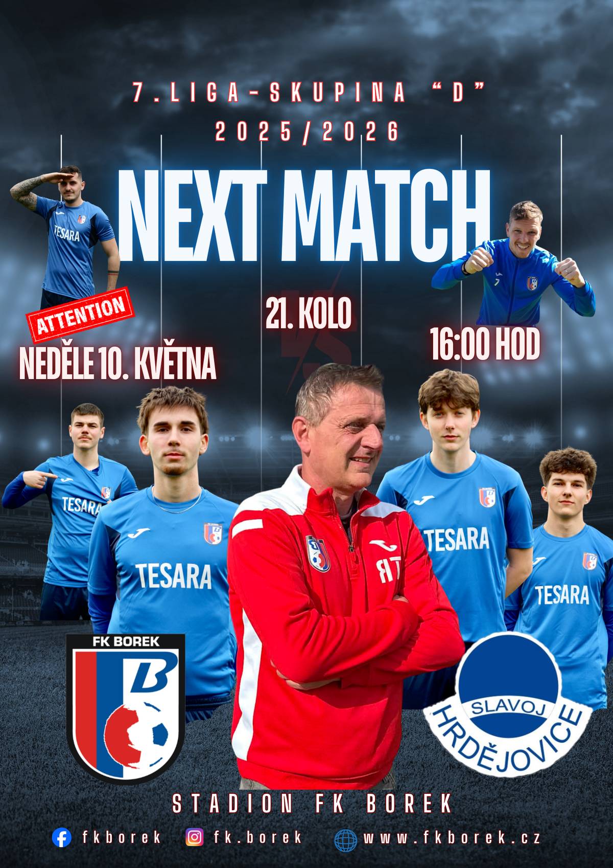 Dobrý den všem. Dovolte mi, abych Vás jménem FK Borek pozval na mistrovské fotbalové utkání mužů krajské soutěže 1.B třídy SK D, mezi FK Borek / TJ Slavoj Hrdějovice, které se uskuteční v neděli 10. května  2026 od 16:00 hodin na boreckém fotbalovém stadionu. Přijďte fandit. S přáním hezkého dne Jaroslav Novák - starosta obce Borek.