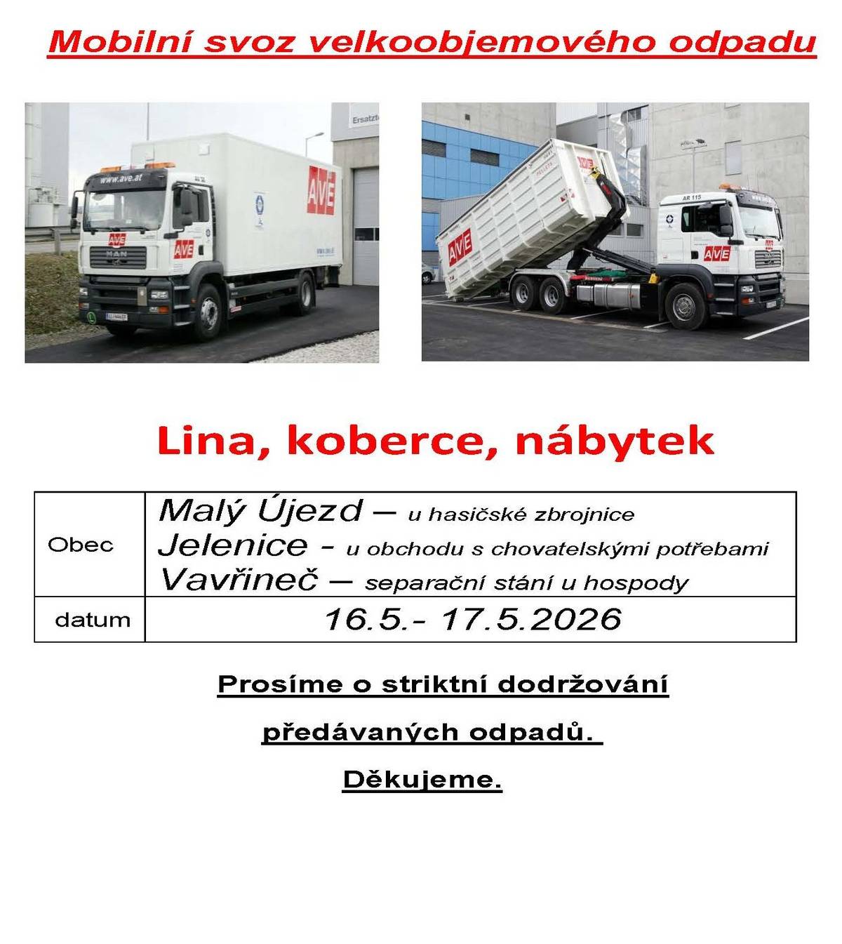Mobilní svoz velkoobjemového odpadu