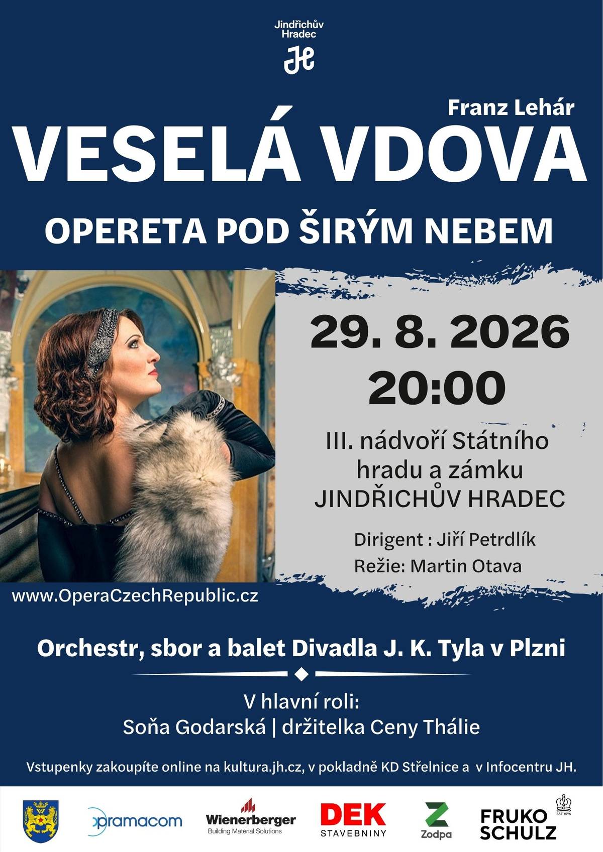Zveme vás na jedinečný hudební zážitek – magický letní večer plný okouzlujících melodií a noblesní atmosféry. V sobotu 29. srpna ve 20:00 ožije nádvoří Státního hradu a zámku Jindřichův Hradec nesmrtelnou hudbou Franze Lehára v jeho nejslavnější operetě Veselá vdova.