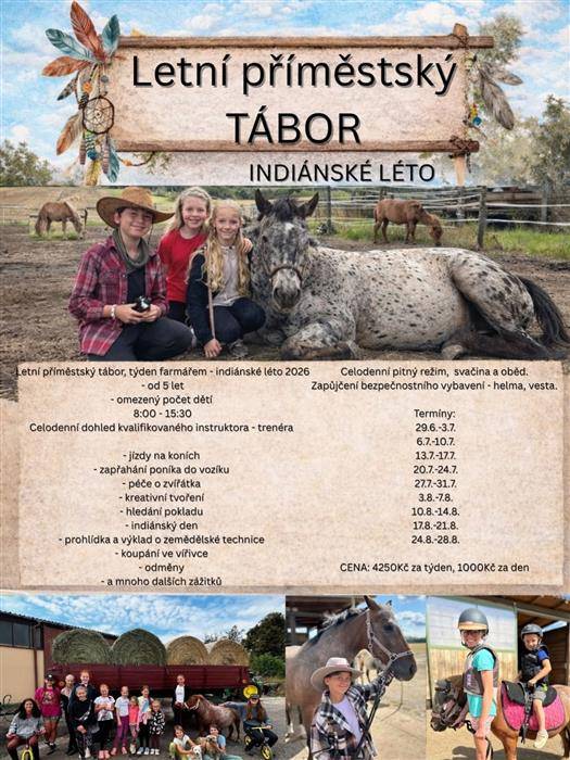 Termíny: celé léto, indiánské téma  Kontakt: www.farmabuk.cz nebo Barborabuk@email.cz a 739121994.  Barbora Buková  https://www.farmabuk.cz/kontakt/ - ADRESA AREALU POZOR PŘI ZADÁVÁNÍ NAVIGACE!!! Častá záměna vesnice!!!  https://www.farmabuk.cz/co-nabizime/ NAŠE NABÍDKA