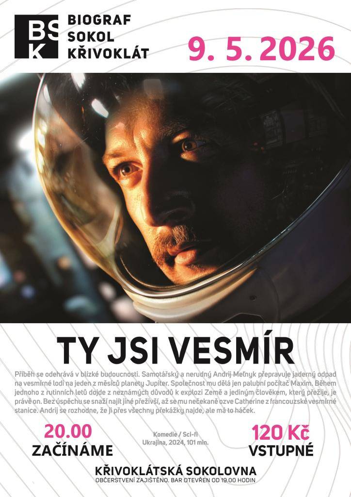 Pozvánka do kina v Křivoklátě na film "Ty jsi vesmír". Sobota 09. května 2026 od 20.00h.