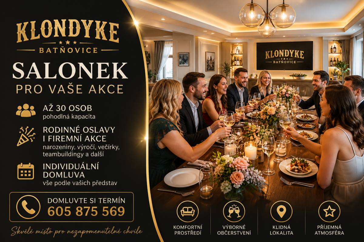 Srdečně Vás zveme do restaurace Klondyke v Batňovicích, kde pro vás připravujeme rychlé občerstvení.  K dispozici je salonek pro soukromé akce a příjemné posezení s možností hudby a kytar.  Letáky přiloženy.