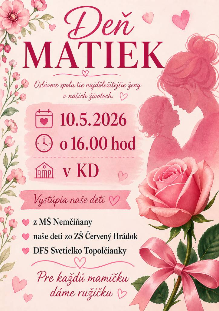 Srdečne Vás pozývame na kultúrne podujatie pri príležitosti Dňa matiek
