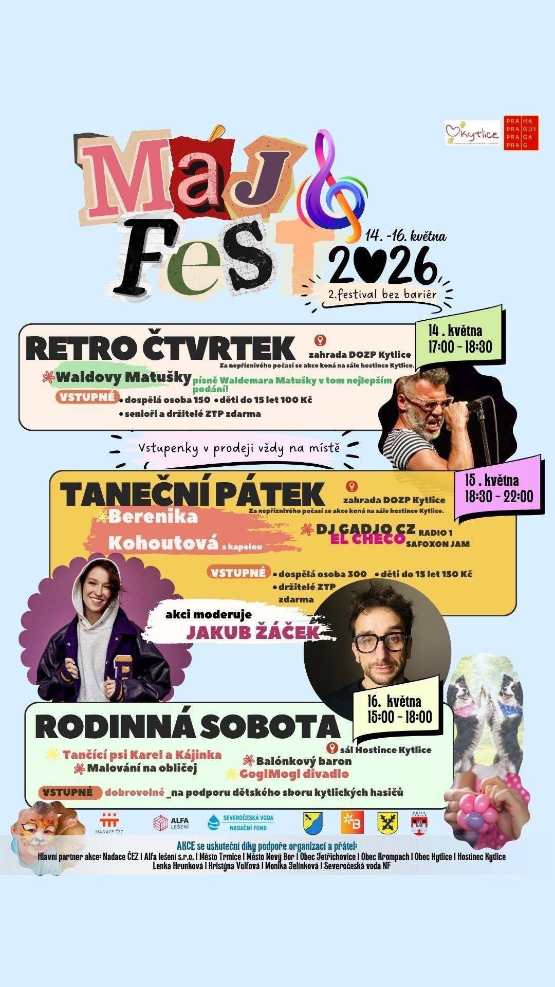 Srdečně zveme na 2. ročník rodinného festivalu Májfest, který se bude konat 14.-16.5.2026