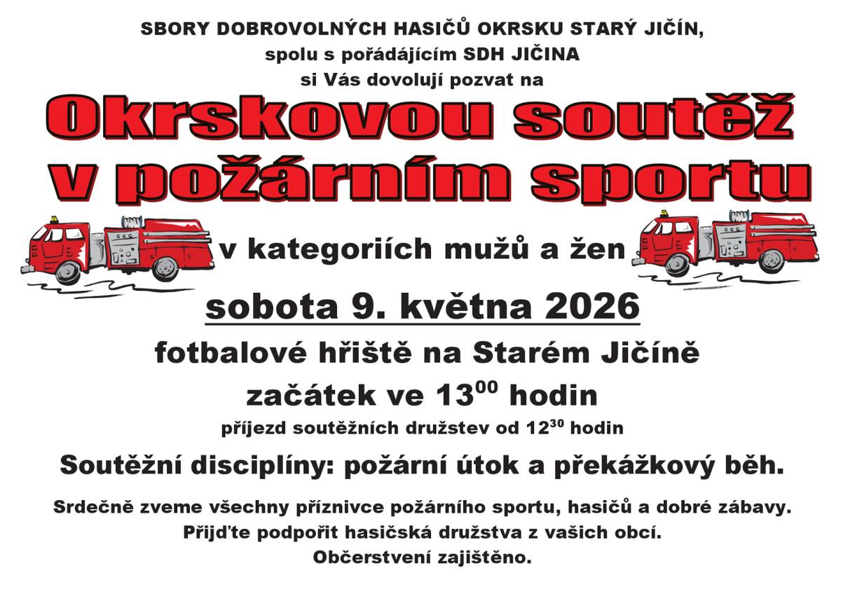 Okrsek Starý Jičín + SDH Jičina - fotbalové hřiště Starý Jičín 9.5.2026 od 13 h