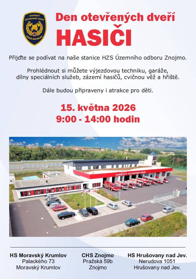HZS Uzemní odbor Znojmo  15. května 2026  9:00 - 14:00 hod