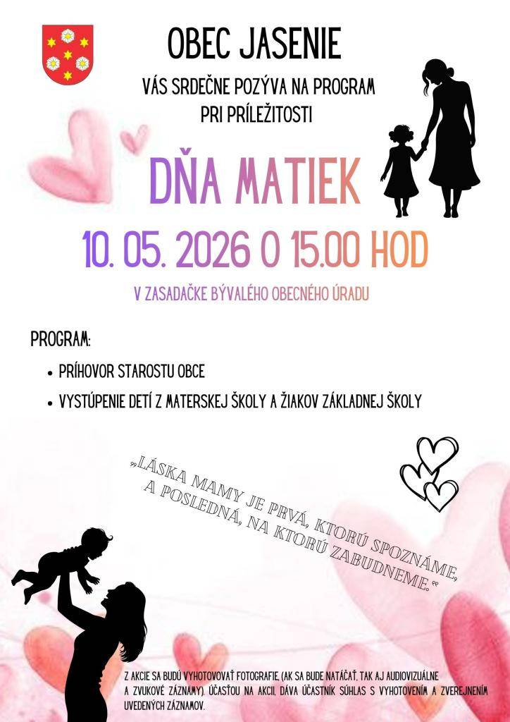 Príďte s nami stráviť príjemné chvíle plné radosti, úsmevov a pekných momentov. Veľmi sa tešíme na vystúpenie detí z MŠ a ZŠ, ktoré si pre vás pripravili krásny program.    Tešíme sa na vašu účasť ❤️