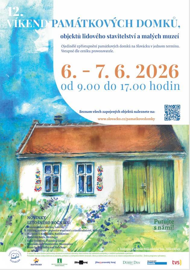 Ve dnech 6 - 7. 6. 2026 od 9 do 17 h bude otevřeno i Muzeum ve Vacenovicích.  Zapojené objekty: https://www.slovacko.cz/pamatkovedomky/