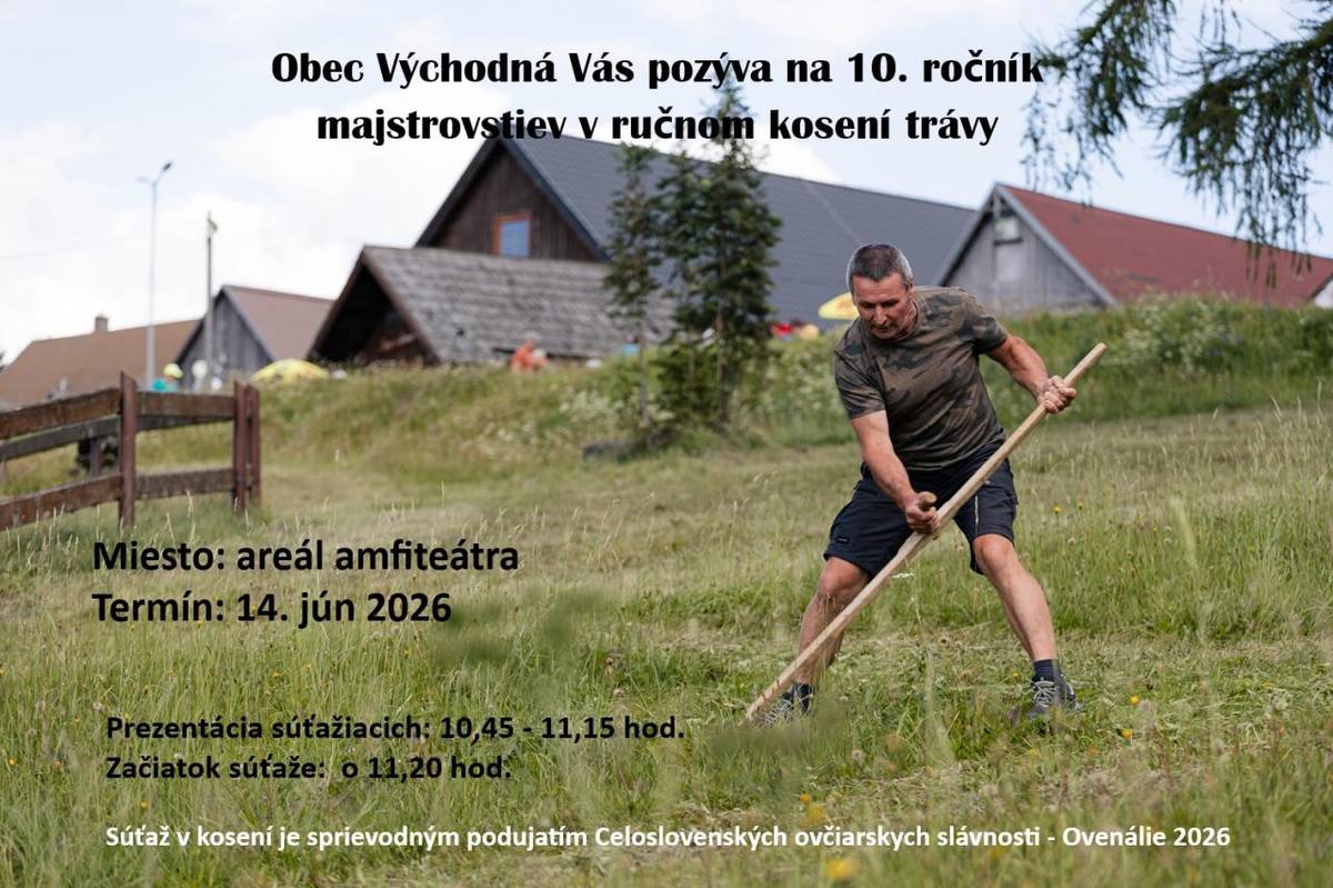 Jednou zo sprievodných akcii počas Celoslovenských ovčiarskych slávnosti Ovenálie 2026, ktoré sa uskutočnia 14.júna budú aj Majstrovstvá v ručnom kosení.
