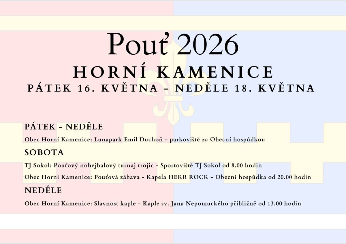 Pouť 2026   pátek 15. května – neděle 17. května