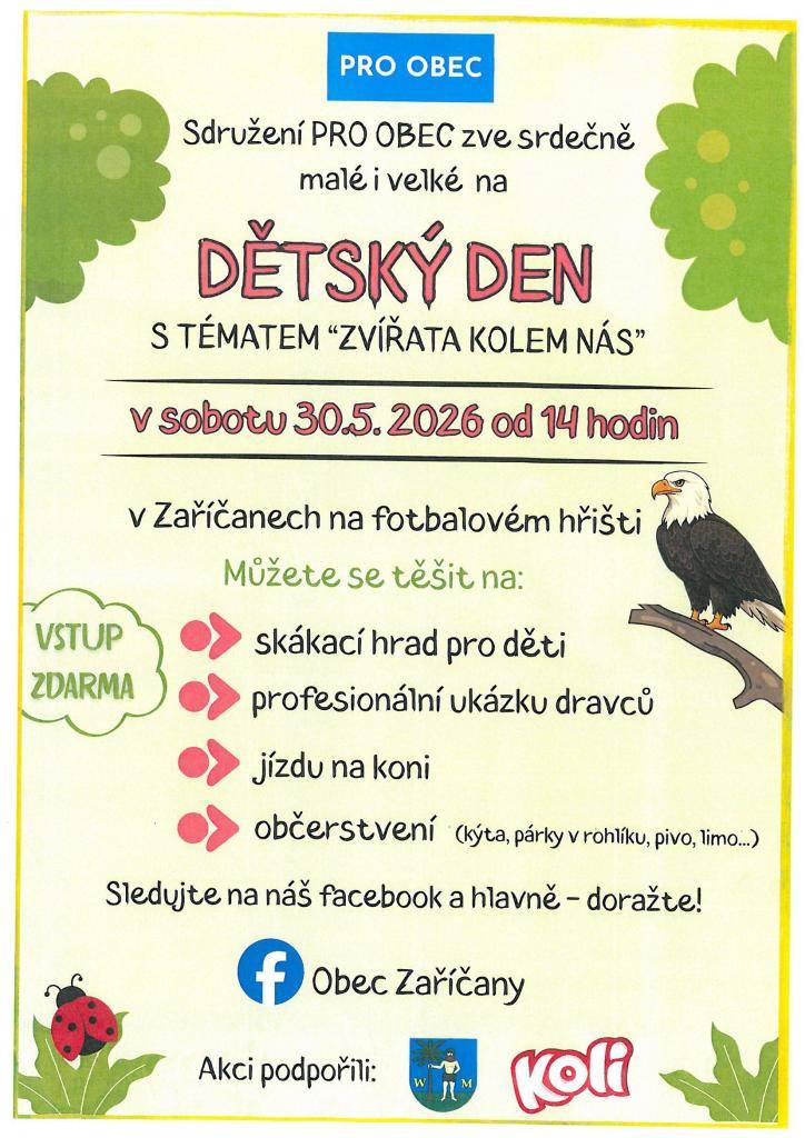 Dětský den v Zaříčanech 30.5.2026