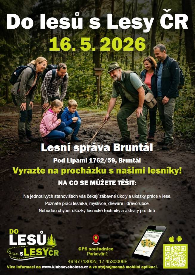 Lesní správa Bruntál pořádá akci zaměřenou na zábavné úkoly a ukázky práce v lese. Na jednotlivých stanovištích si návštěvníci mohou vyzkoušet různé aktivity a poznat práci lesníka, myslivce, dřevaře i dřevorubce. Čekají na vás také ukázky lesnické techniky a aktivity pro mladé lidi.