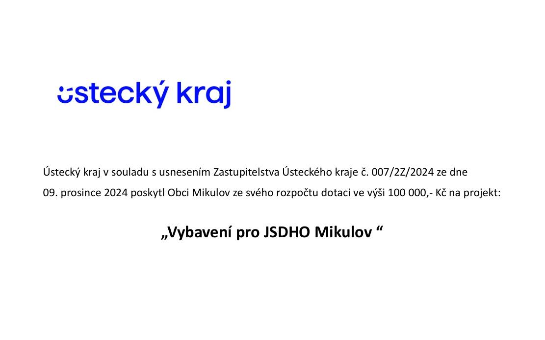 Seznam dotací poskytnutých obci Mikulov v roce 2025